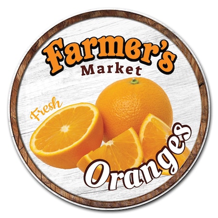 Farmers Market Oranges Circle Corrugated Plastic Sign
